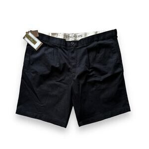 New Dockers Men's Khakis Shorts Black Pleated Pockets Casual Dress Logo Size 44